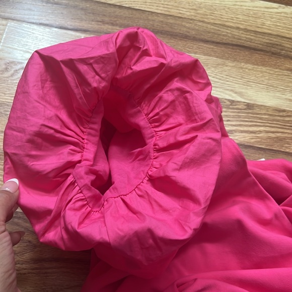 Anthropologie Maeve top in fushia puff sleeves V neck wrap style size M - Picture 9 of 15